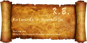 Koloszár Bogdán névjegykártya